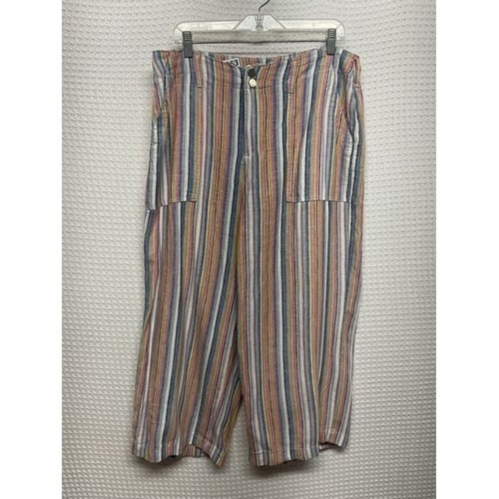 Seven7 Multicolor Mankind‎ Striped Ankle Wide Leg Pants Women12 Indonesia